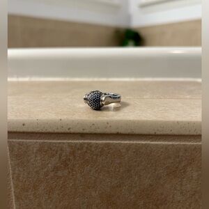 Pandora Silver and Black Ring